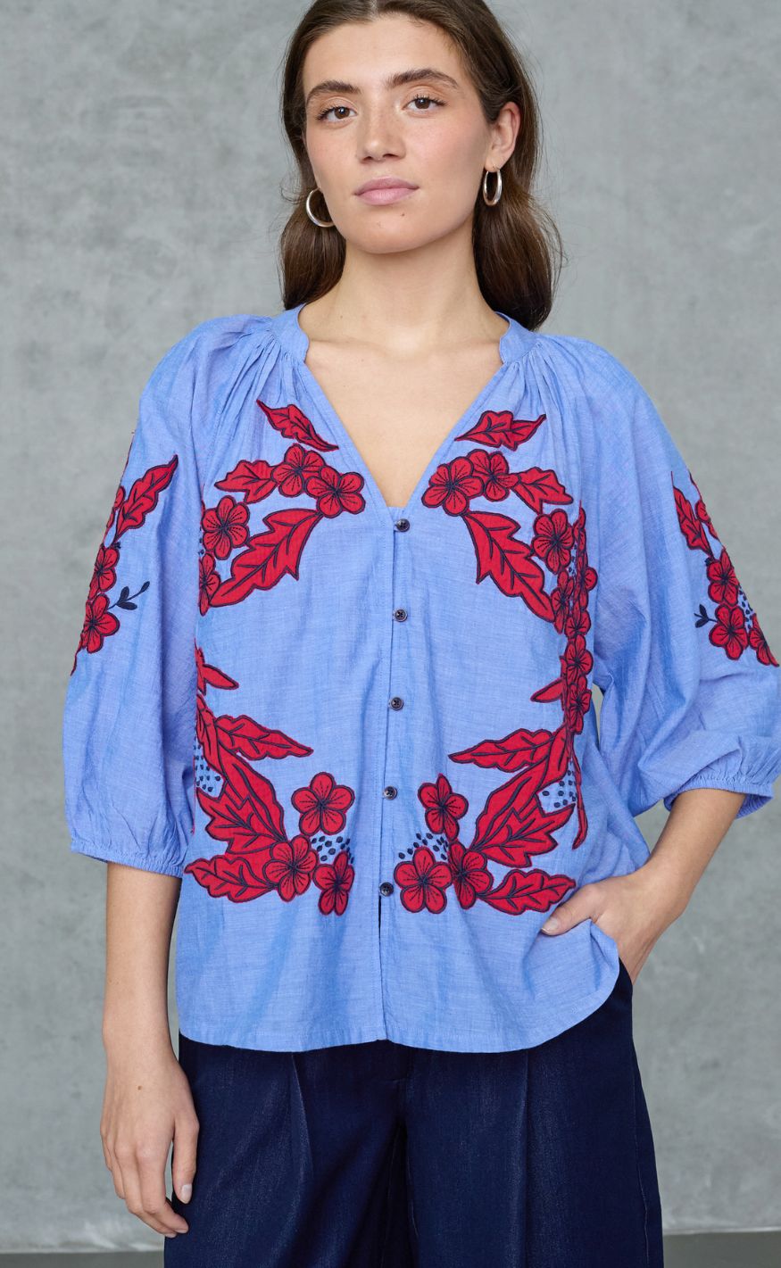 Love & Divine Skjorte - Love1575 - Blue Dream/Red