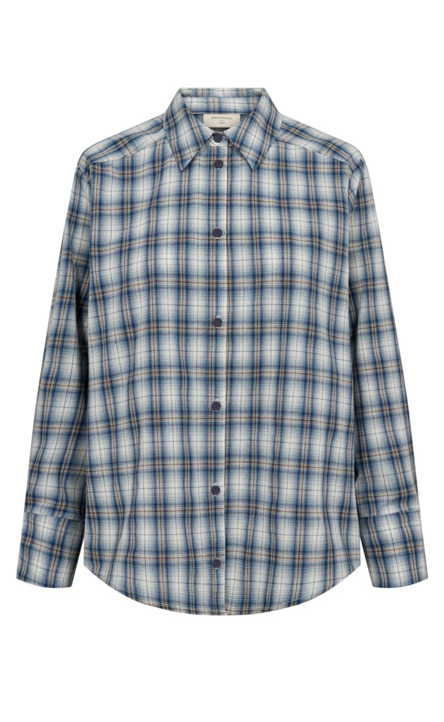 Freequent Skjorte - Mika - Star Off-white w. Navy Blazer