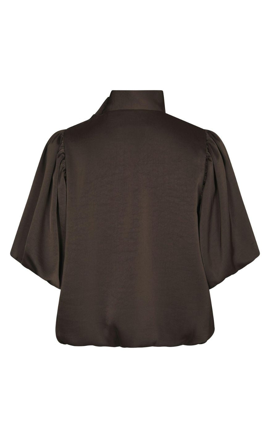 Neo Noir Bluse - Parisa Heavy Sateen - Dark Brown