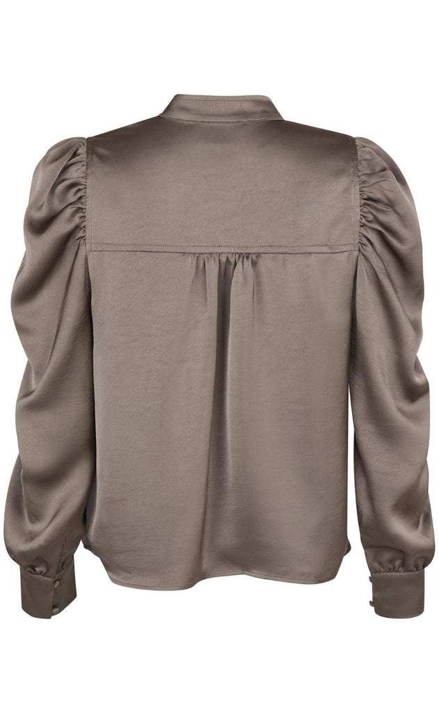 Neo Noir Bluse - Rosslyn Heavy Sateen - Warm Grey