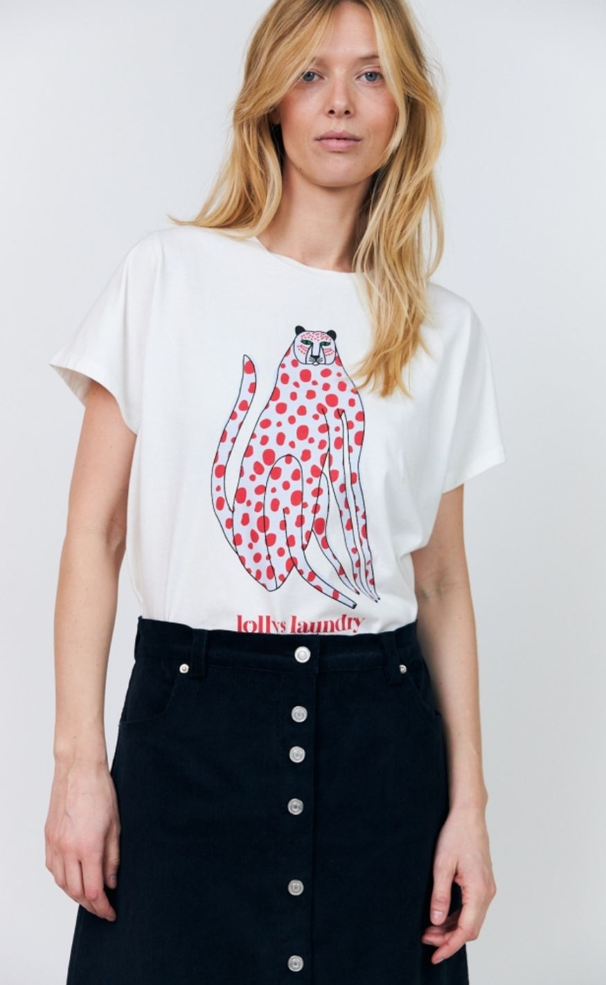 Lollys Laundry T-Shirt - Roma Cat - White 1047