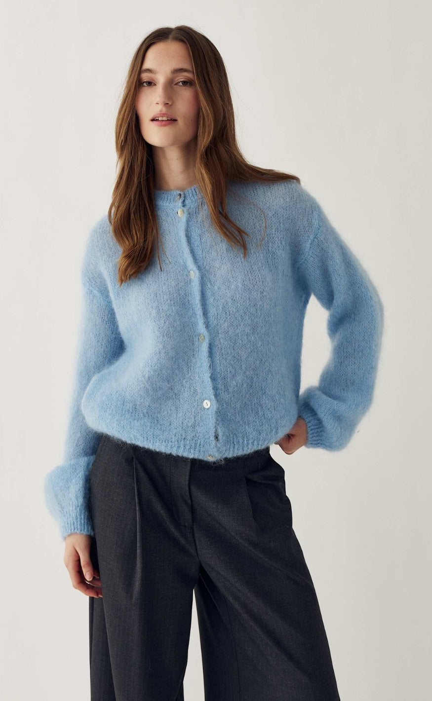 Noella Cardigan - Kae Mohair - Baby Blue