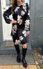 Say INA Copenhagen Kjole - Hazel - Black W. Flowers