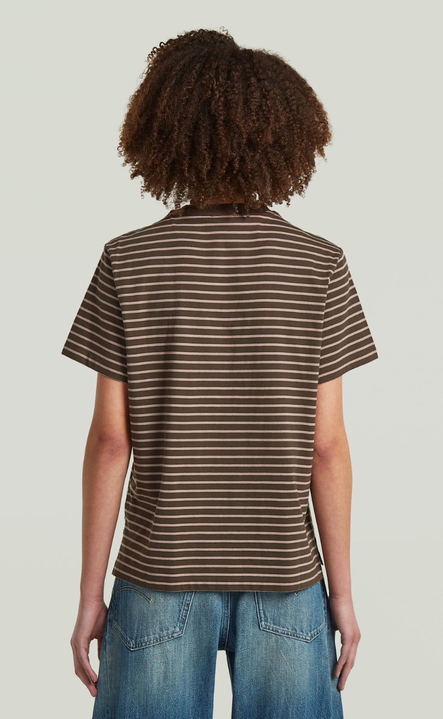 G-STAR T-Shirt - Unit Wmn - Coffee Bean/Twiligt Mauve Stripe