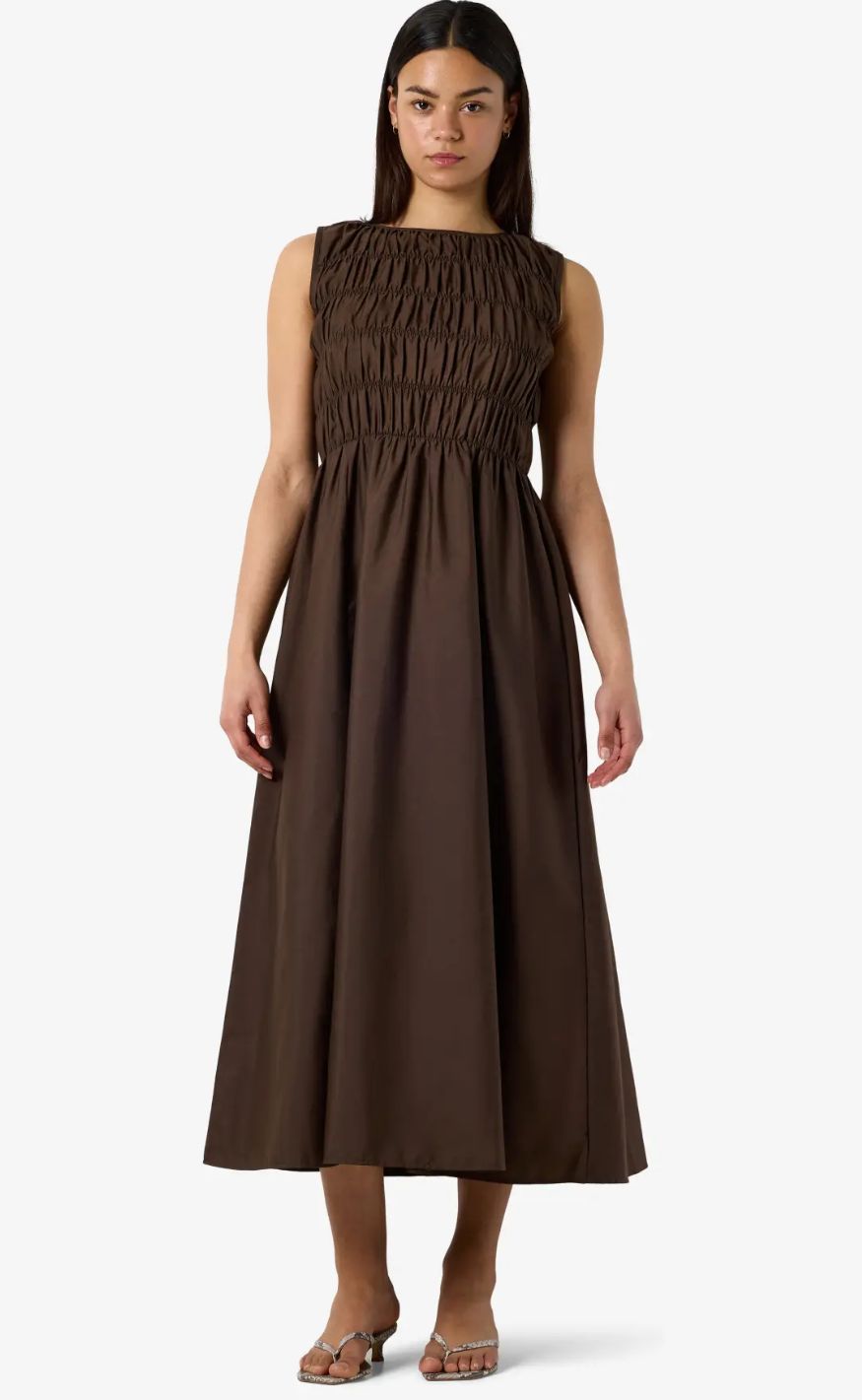 Noisy May Kjole - Fjola Midi - Chocolate Brown
