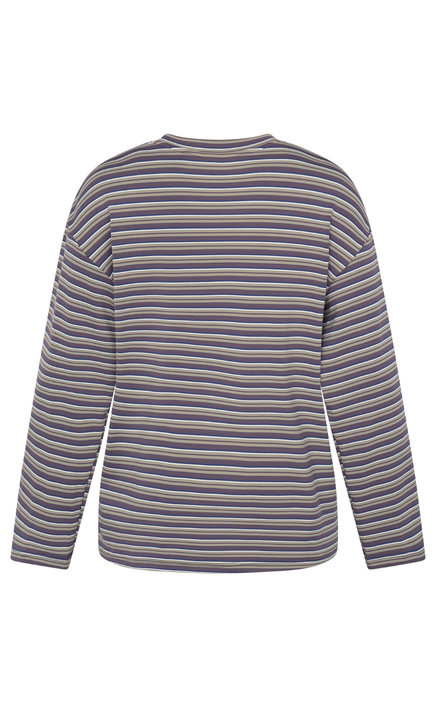 Sisters Point Bluse - ESTHER-LS1 - Berry/Khaki Stripes