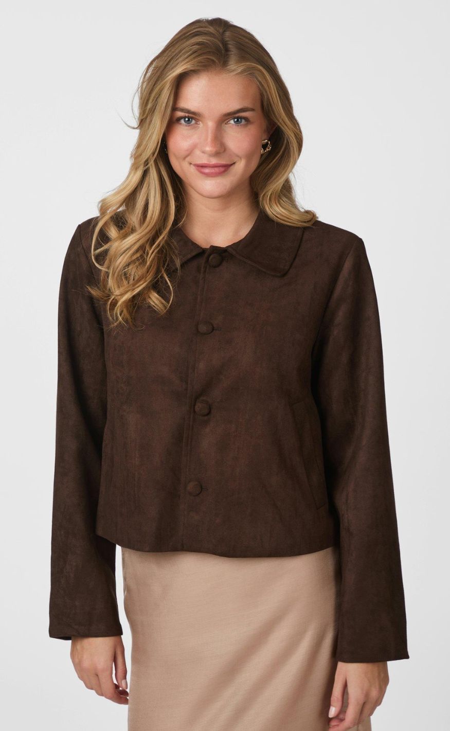 Neo Noir Jakke - Nilo Faux Suede - Dark Brown