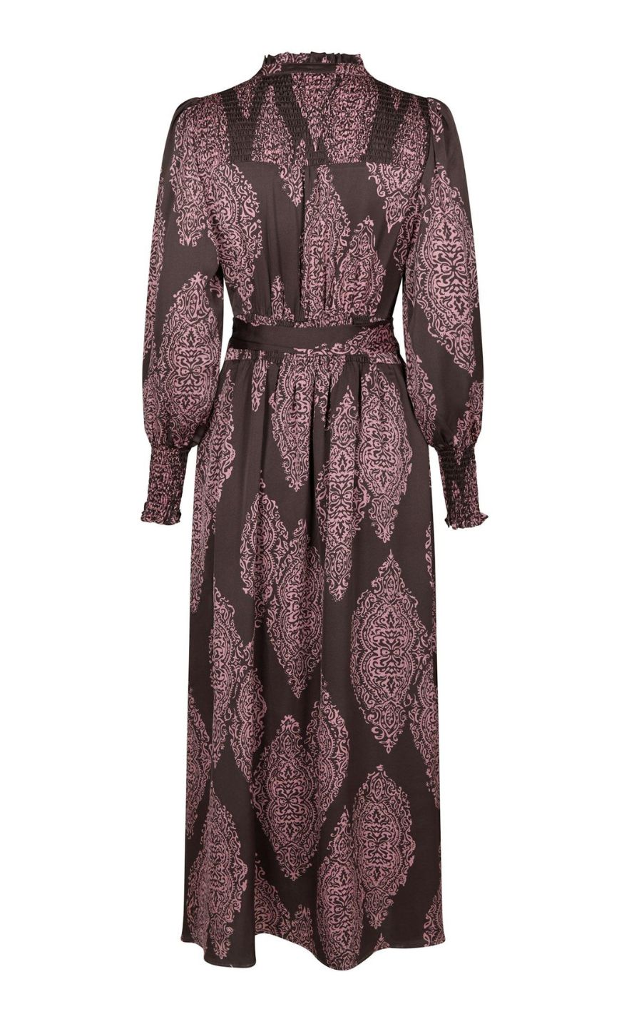Neo Noir Kjole - Novalee Paisley Drop - Dark Brown/Evening Rose