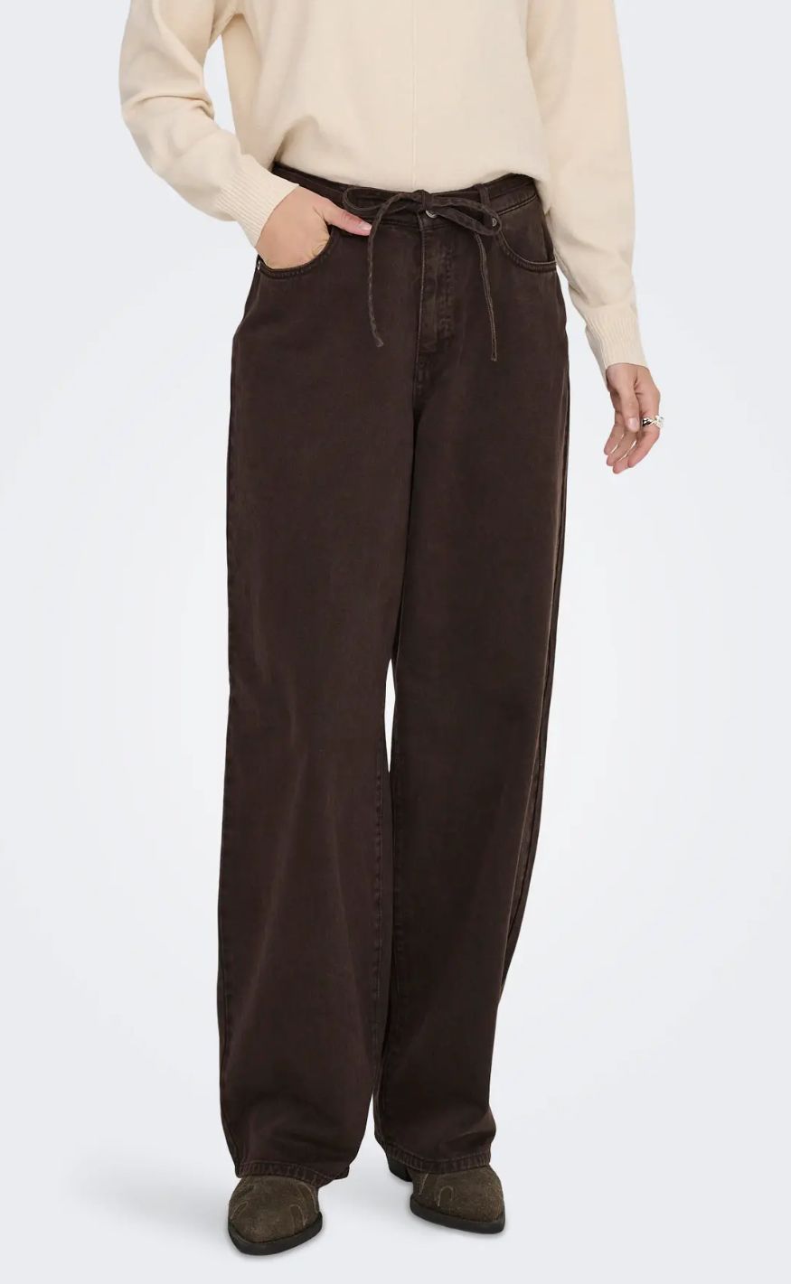 ONLY Bukser - Giana MW Straight - Dark Brown Denim