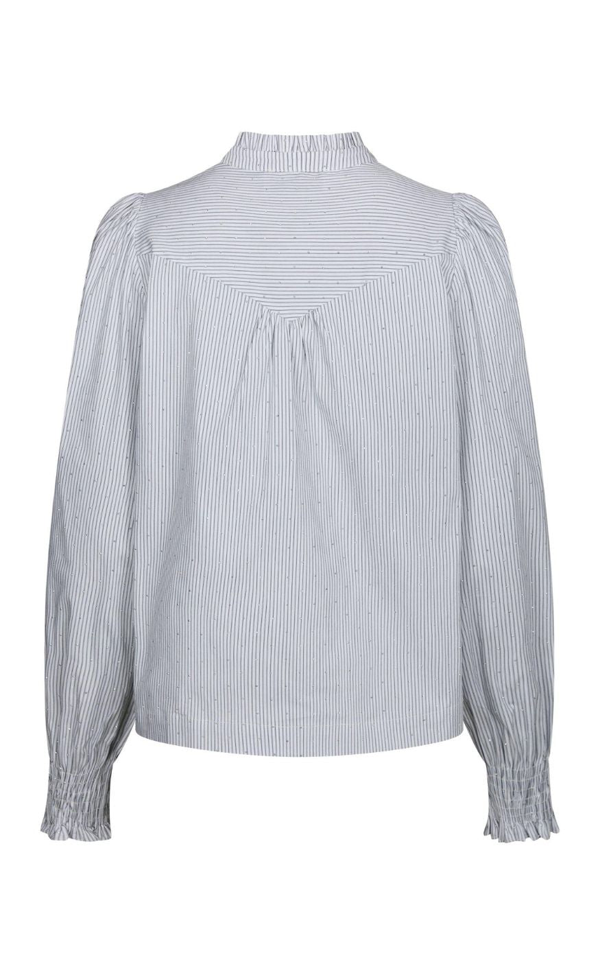 Neo Noir Bluse - Astrida Stripe Stone - White