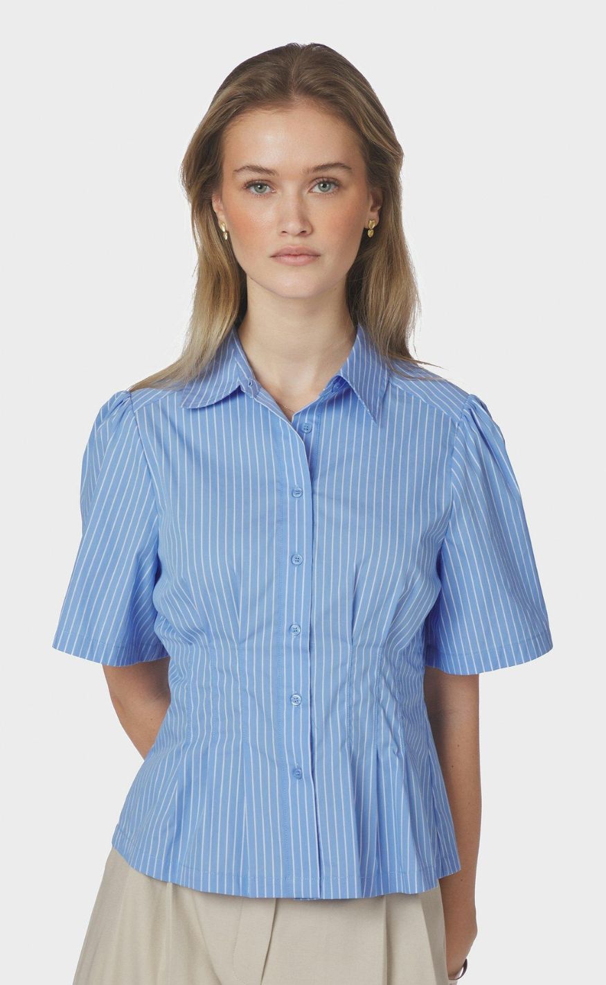 Neo Noir Skjorte - Balara Stripe Poplin - Light Blue