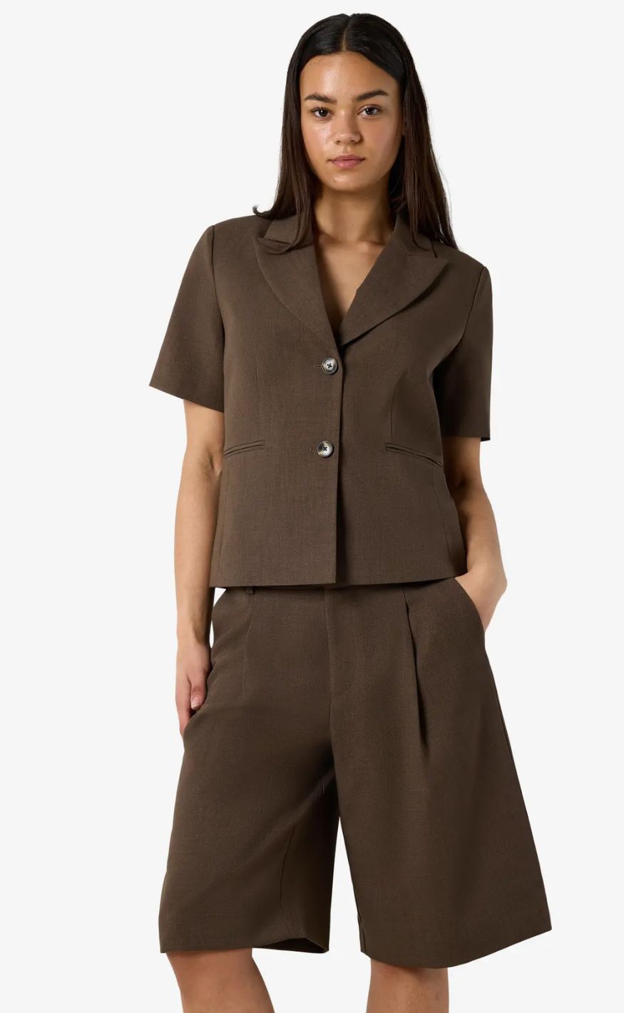 Noisy May Blazer - Monna Fitted S/S - Chocolate Brown