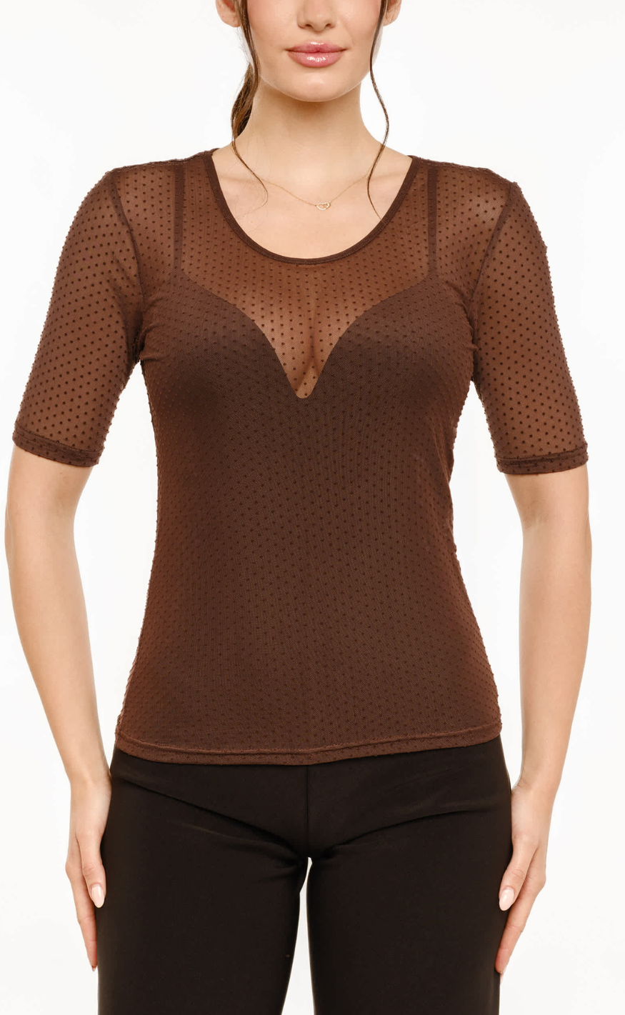 Liberté T-shirt - Mesh Dot - Dark Brown