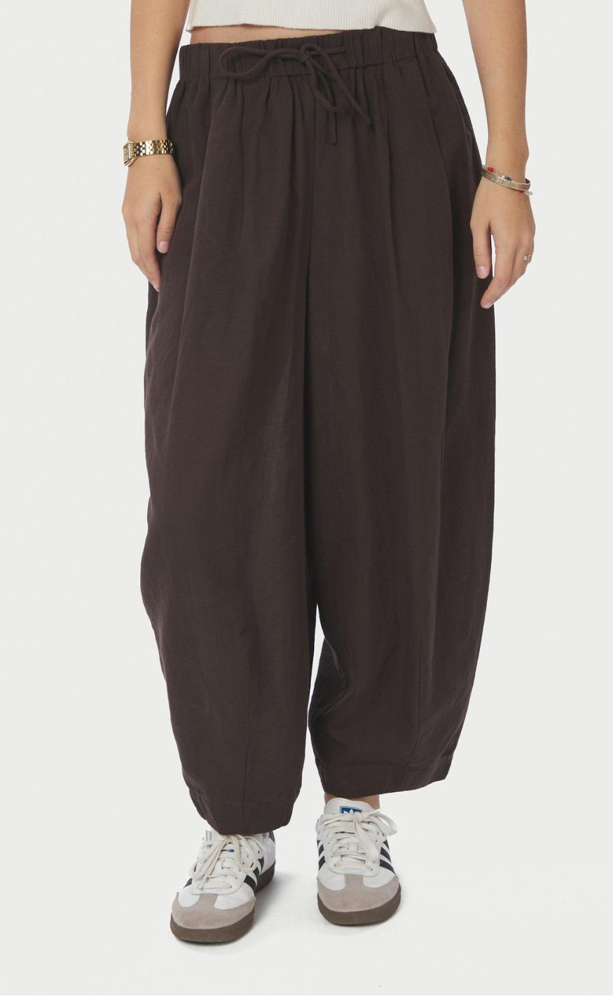 Neo Noir Bukser - Prina Linen - Dark Brown