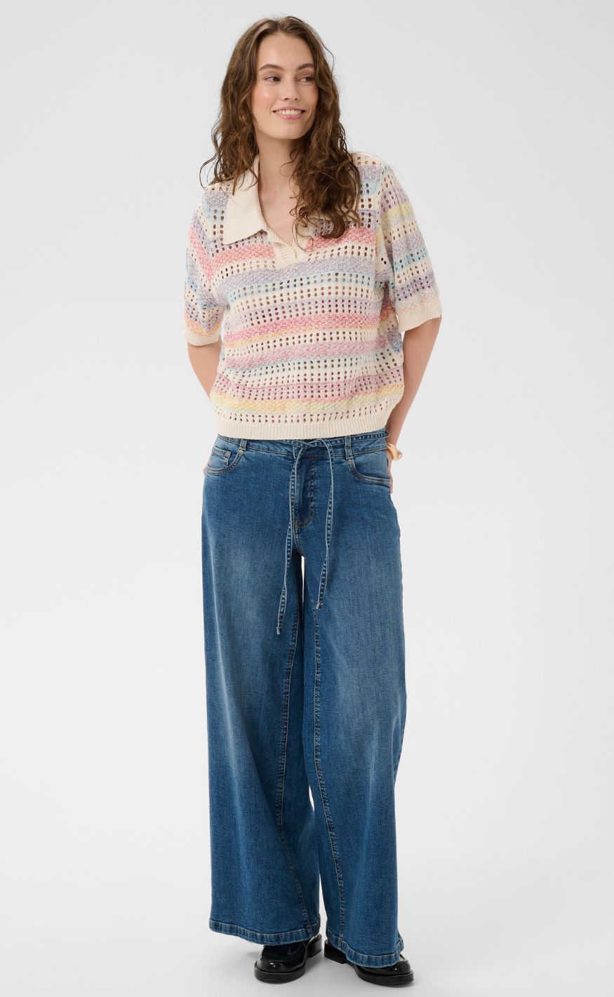 Culture Bluse - Juana Polo - Multi Stripe
