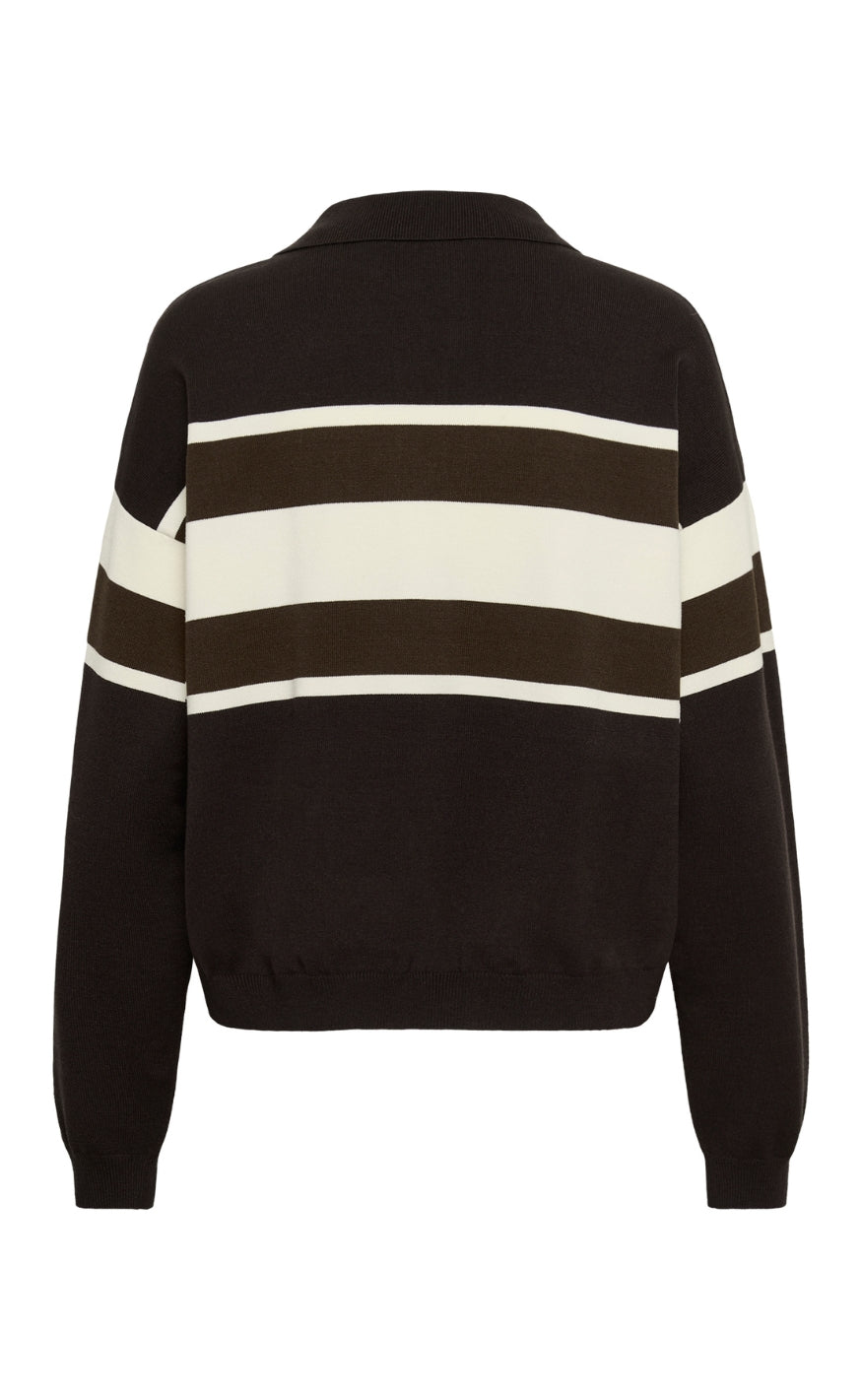 Gestuz Pullover - Silda Polo - Ganache/Slate Black/Egret