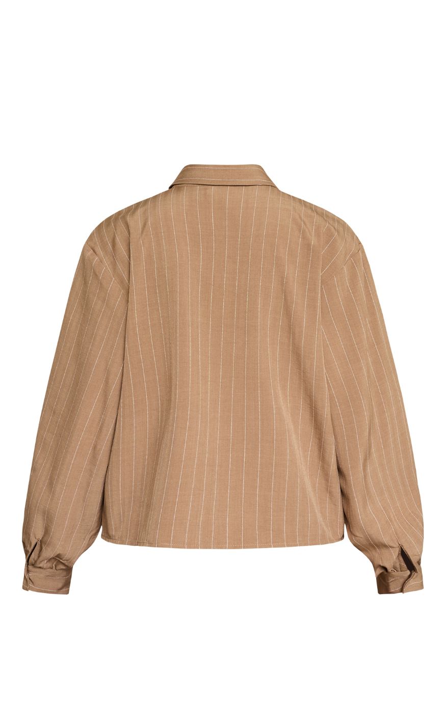 Sisters Point Skjorte - VERINA-SH3 - Hazelnut Pinstripe