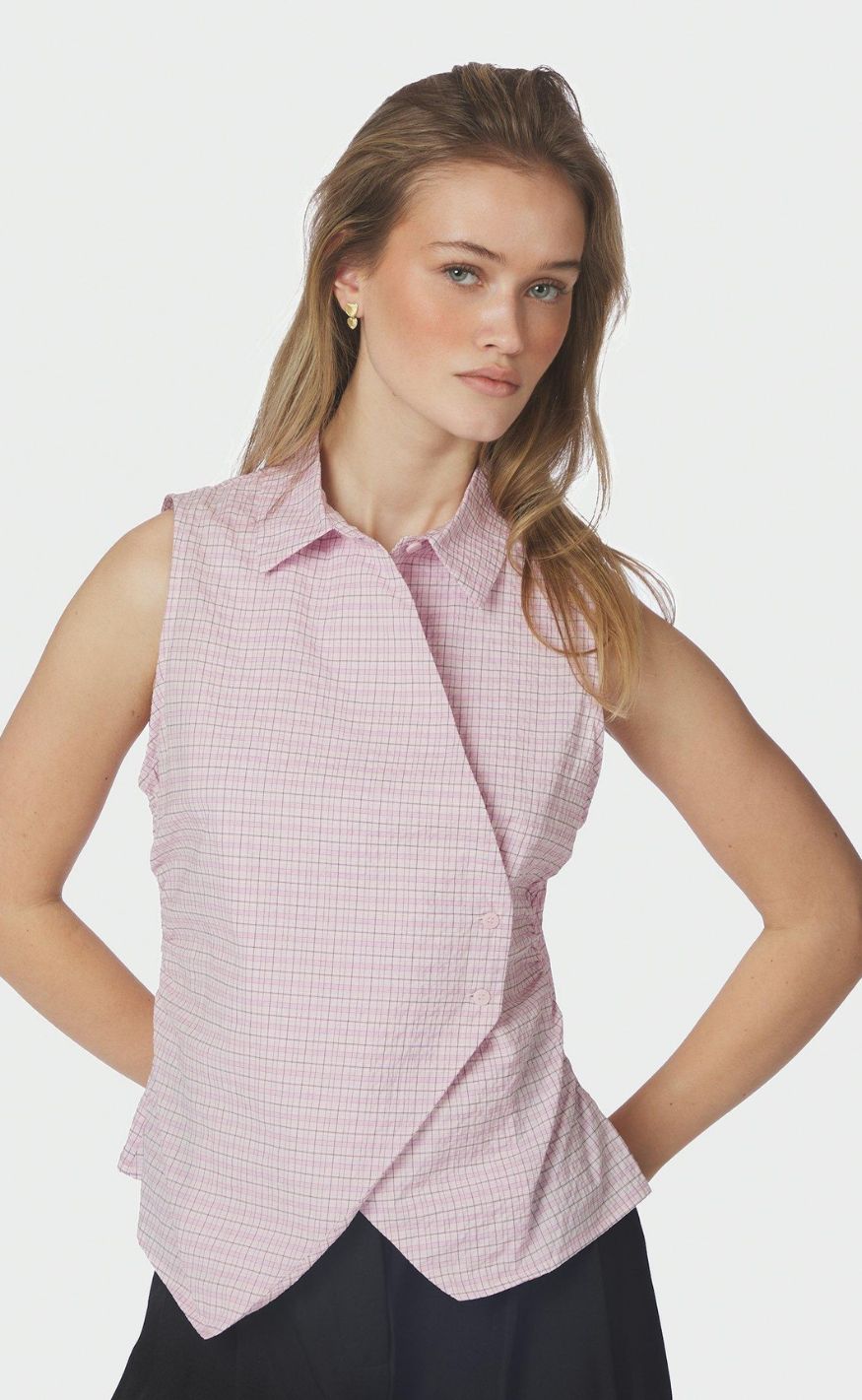 Neo Noir Topp - Celest Check - Light Pink