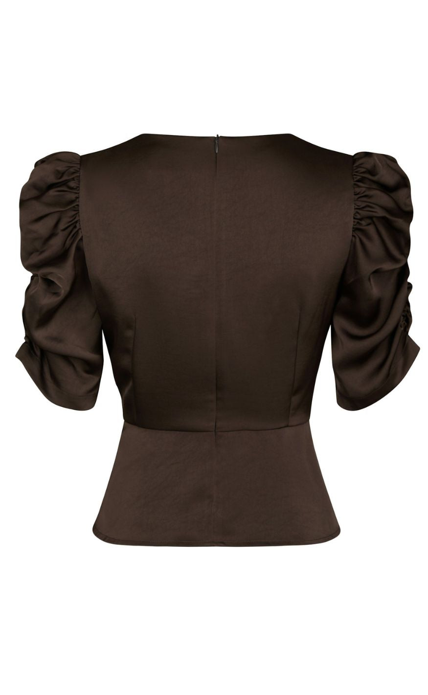 Neo Noir Bluse - Benua Heavy Sateen - Dark Brown
