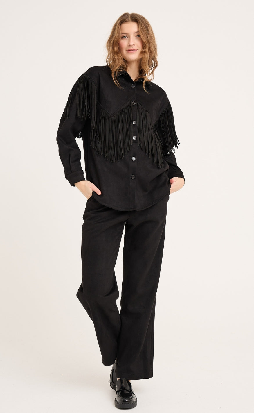A-View Skjorte - Suede Fringle - Black