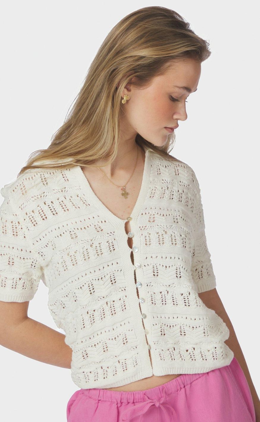 Neo Noir Topp - Marisini Stich Polo - Off White