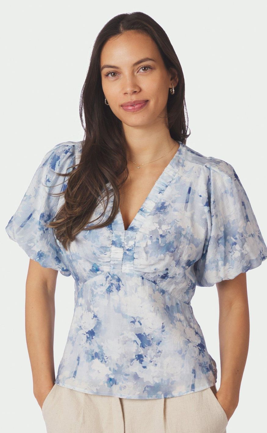 Neo Noir Bluse - Irina Floral - Blue