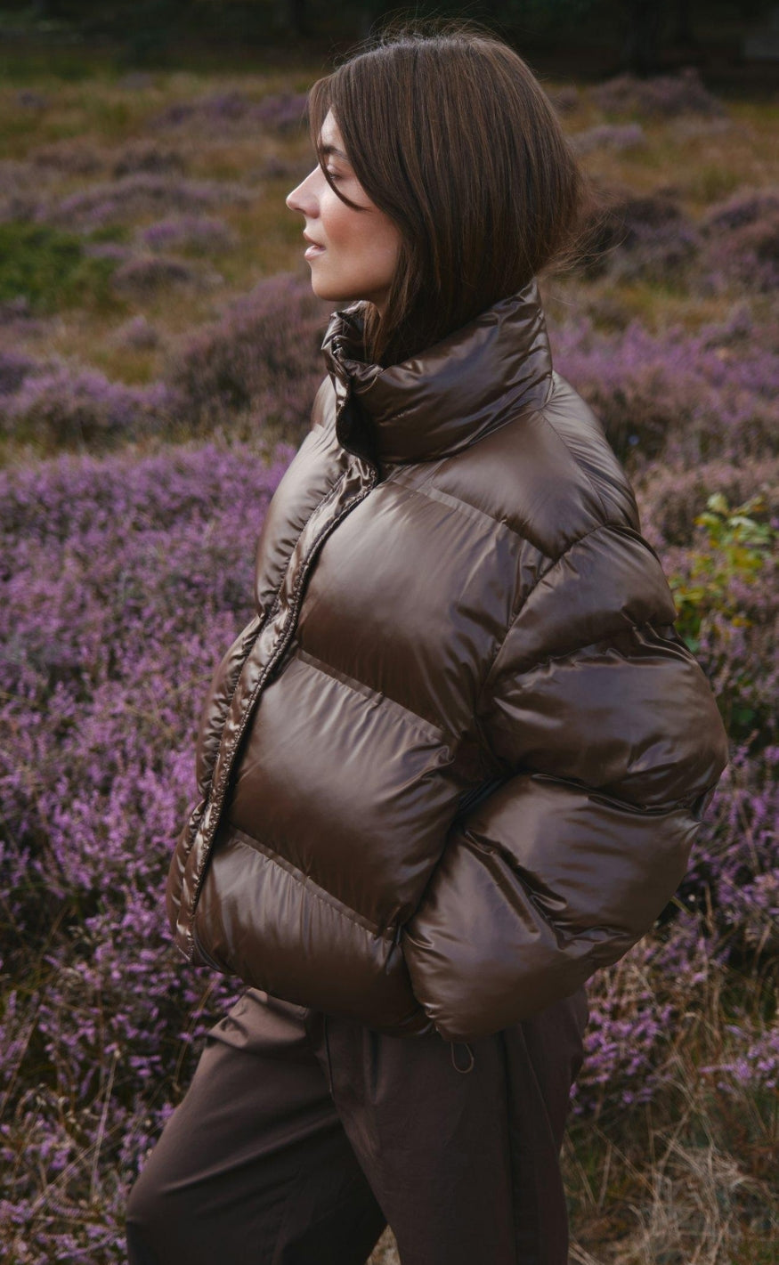 Neo Noir Jakke - Rhea Shiny Puffer - Chocolate Brown