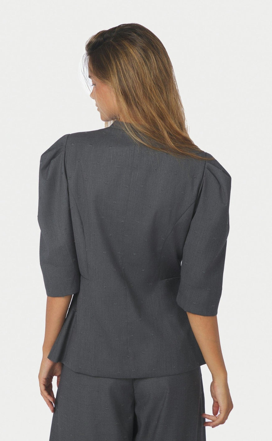 Neo Noir Bluse - Vittia Dobby Suit - Grey Melange
