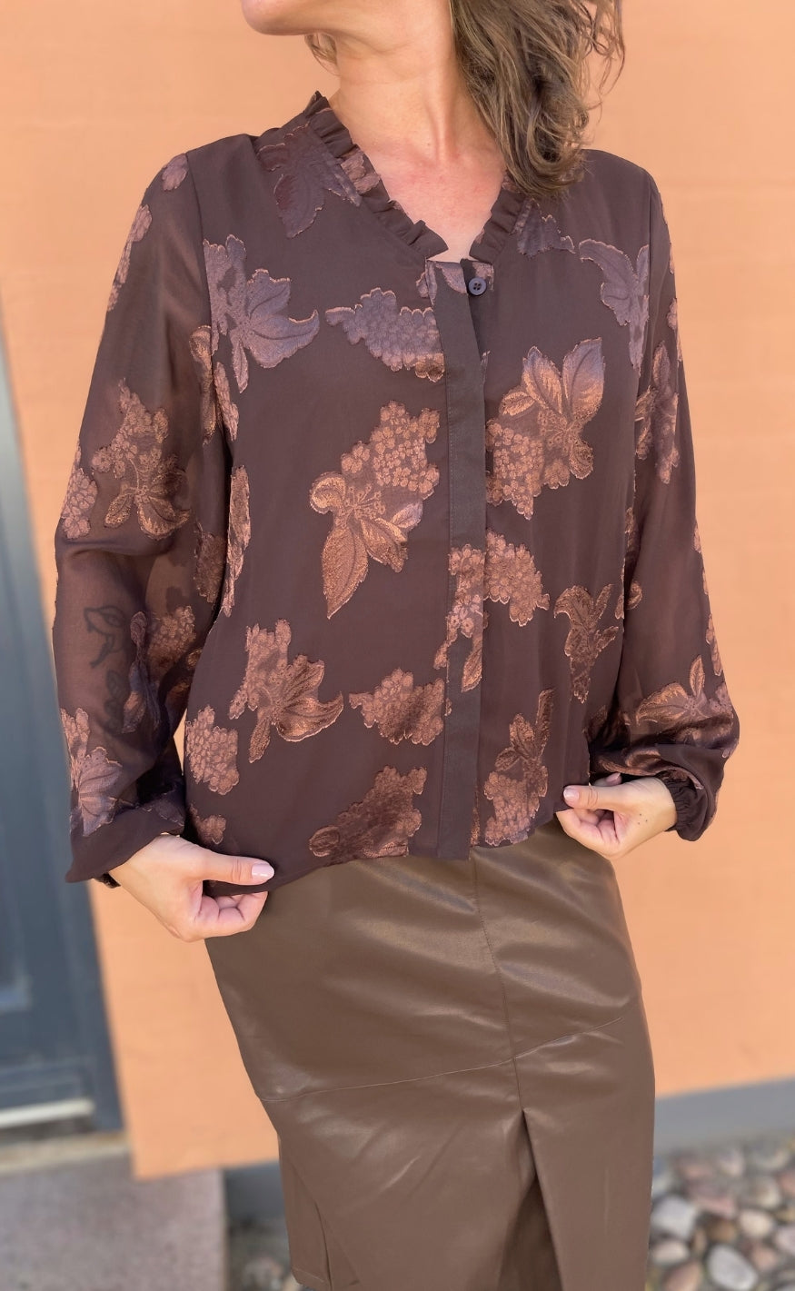 Say INA Copenhagen Bluse - Luna - Brown Flowers