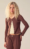Maanesten Cardigan - Winter Pointelle - Brown
