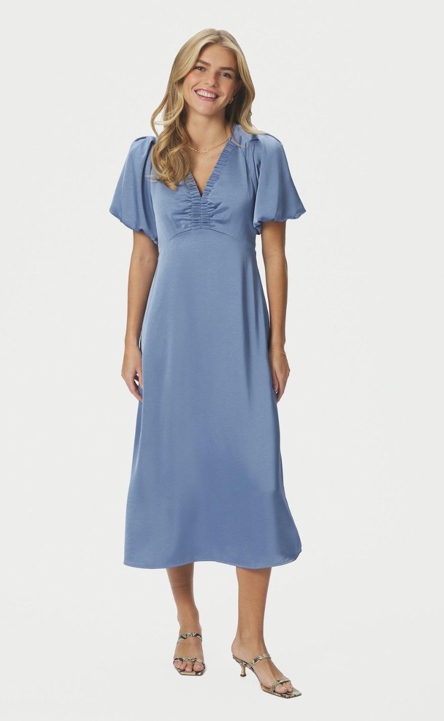 Neo Noir Kjole - Illana Heavy Sateen - Light Blue