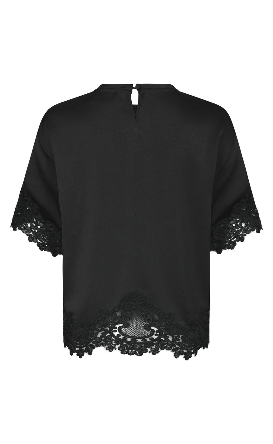 Neo Noir Topp - Elle Heavy Sateen Lace - Black