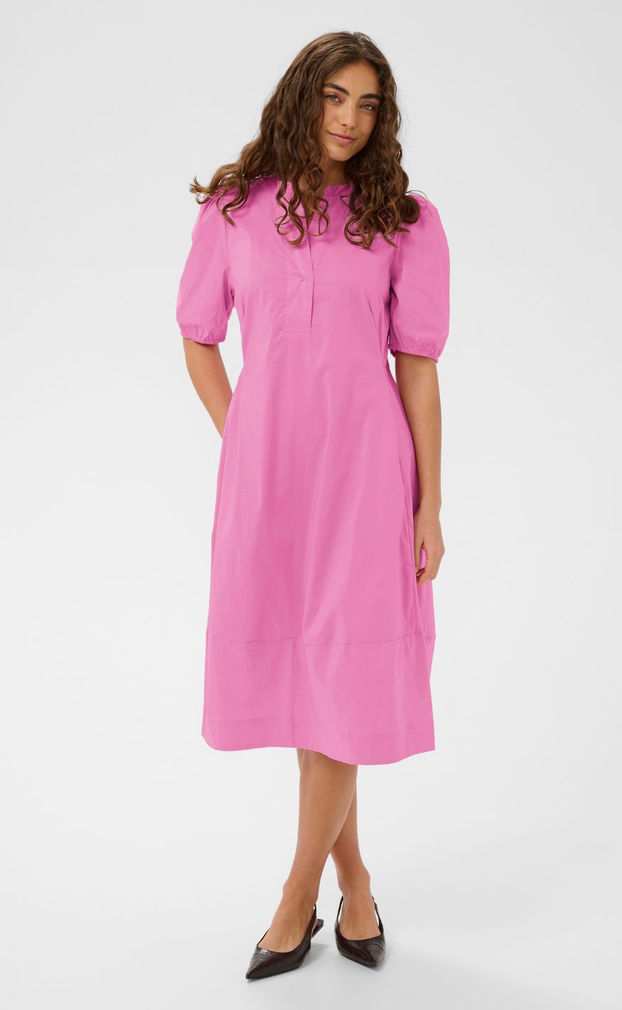 Culture Kjole - Antoinett SS Placket - Fuchsia Pink