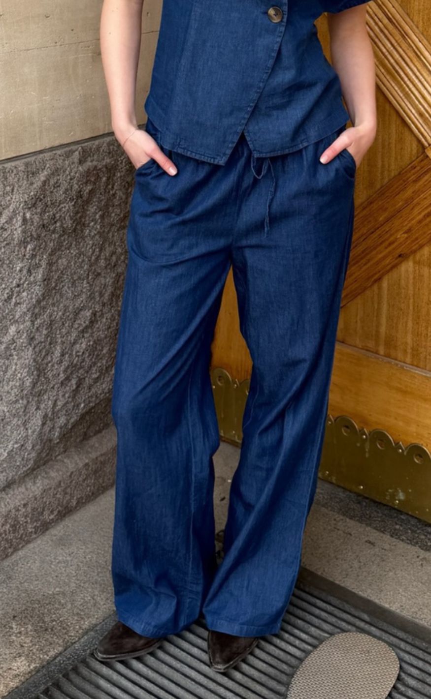 Sisters Point Bukser - ELLA-PA52 - D. Blue Denim