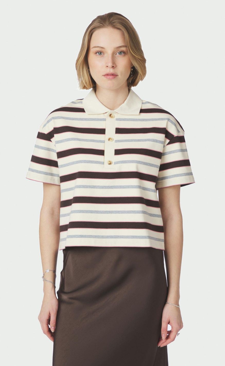 Neo Noir Bluse - Vennera Polo - Grey