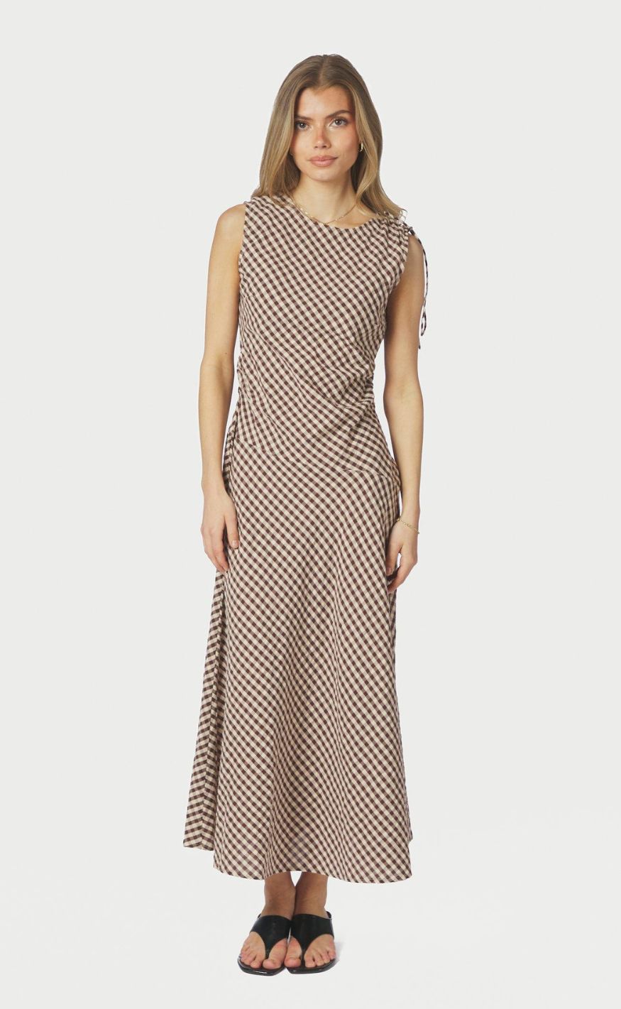 Neo Noir Kjole - Saxton Check - Brown