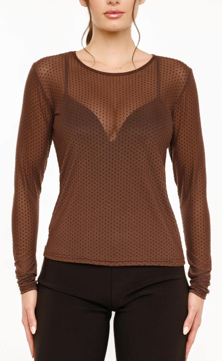 Liberté T-shirt - Mesh Dot LS - Dark Brown