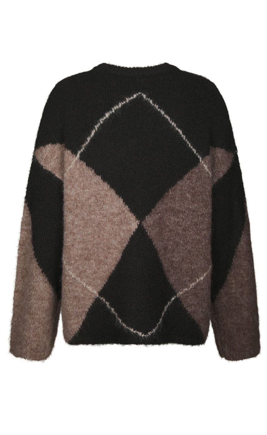 Neo Noir Genser - Inga Check Fluff Knit - Dark brown