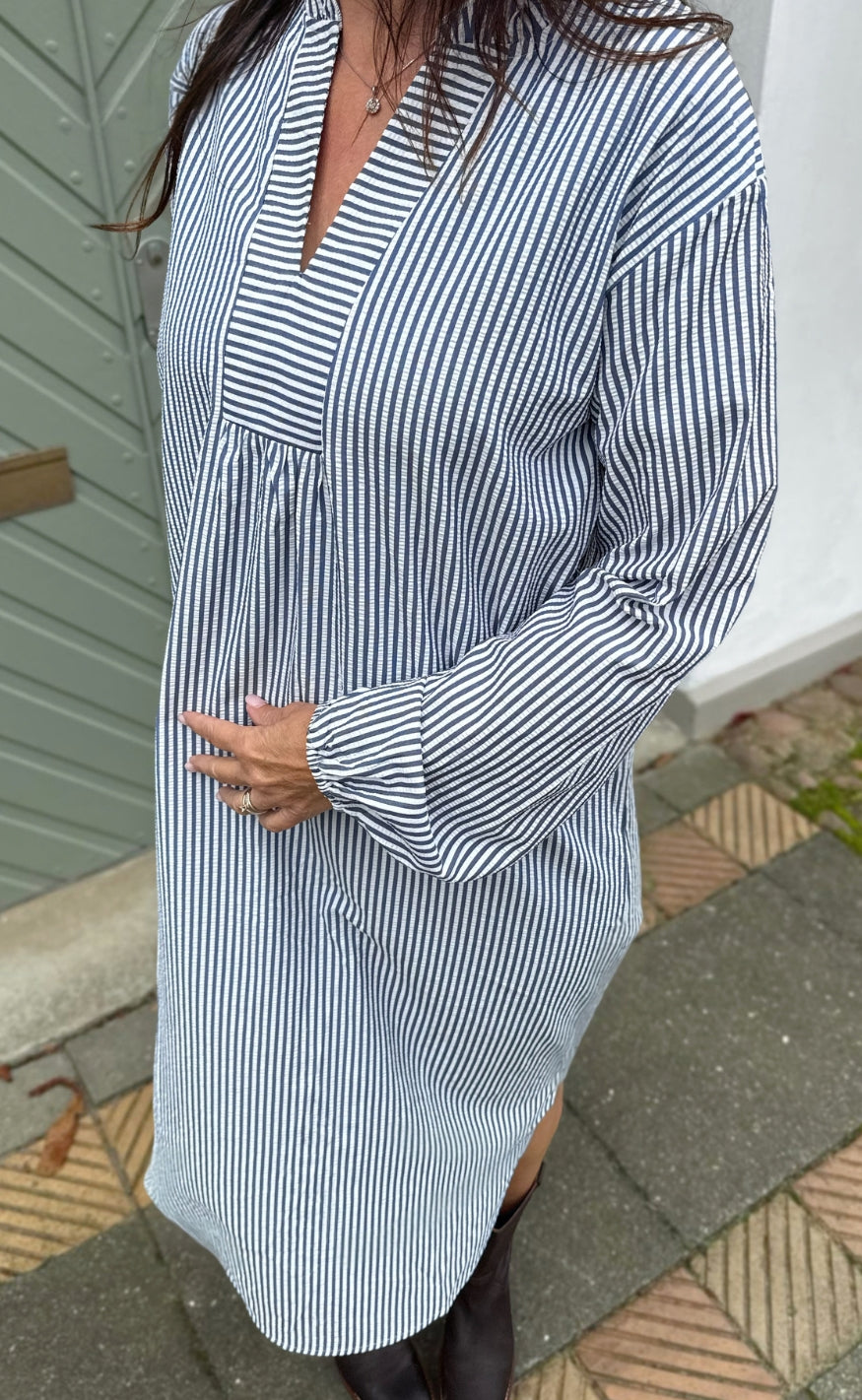Say INA Copenhagen Kjole - Winnie New LS - Navy Blue Striped