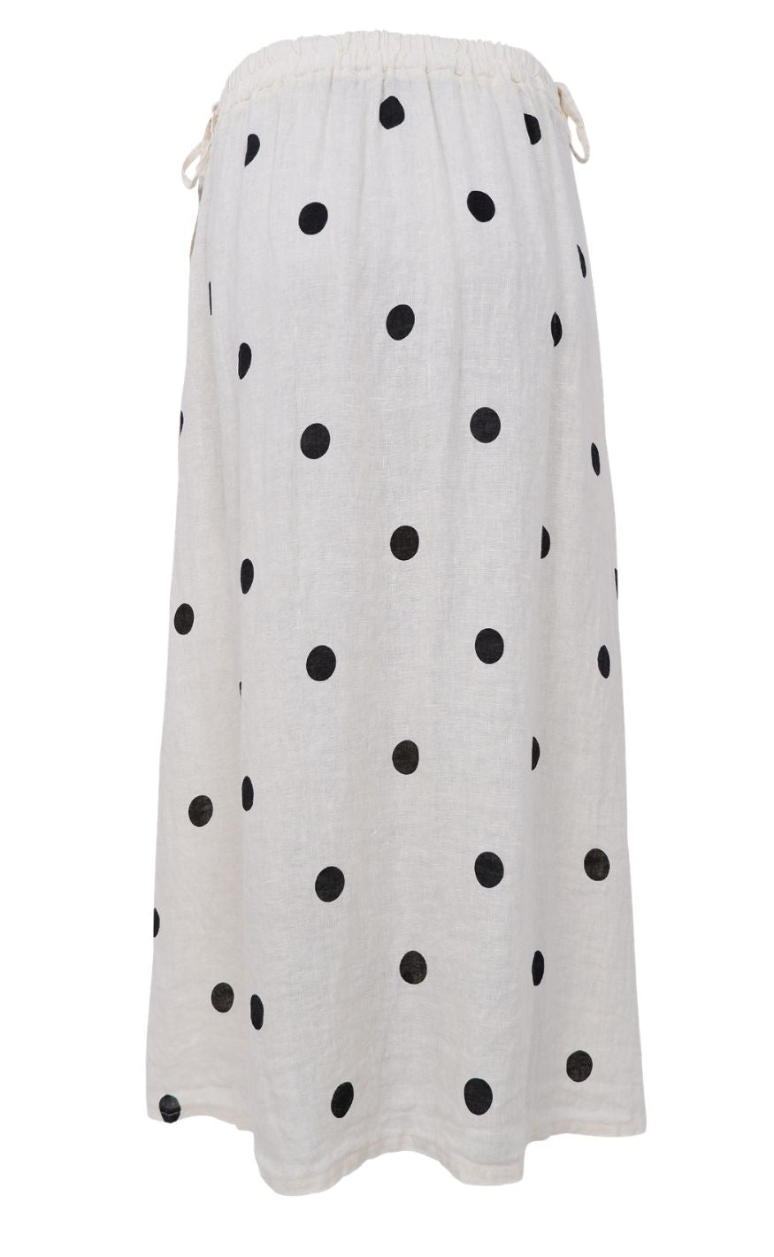 Black Colour Skjørt - Melina Linen - Dot