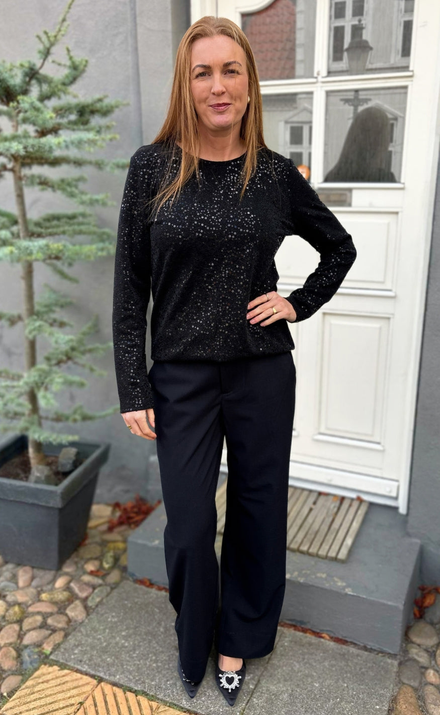 Say INA Copenhagen Bluse - Sophia Sequin - Black Sequin