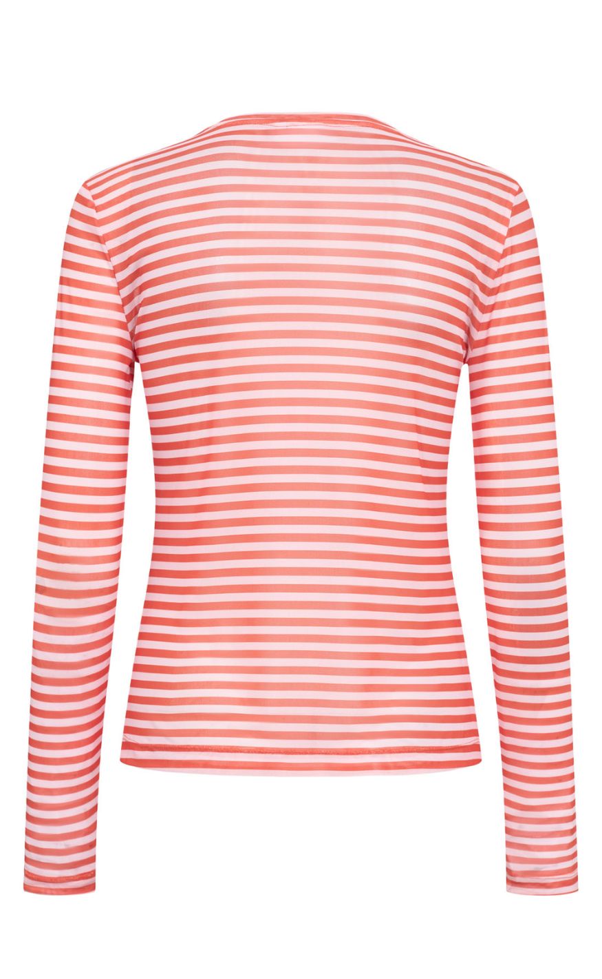 Nümph Bluse - Sine Striped Mesh - Pink Lady