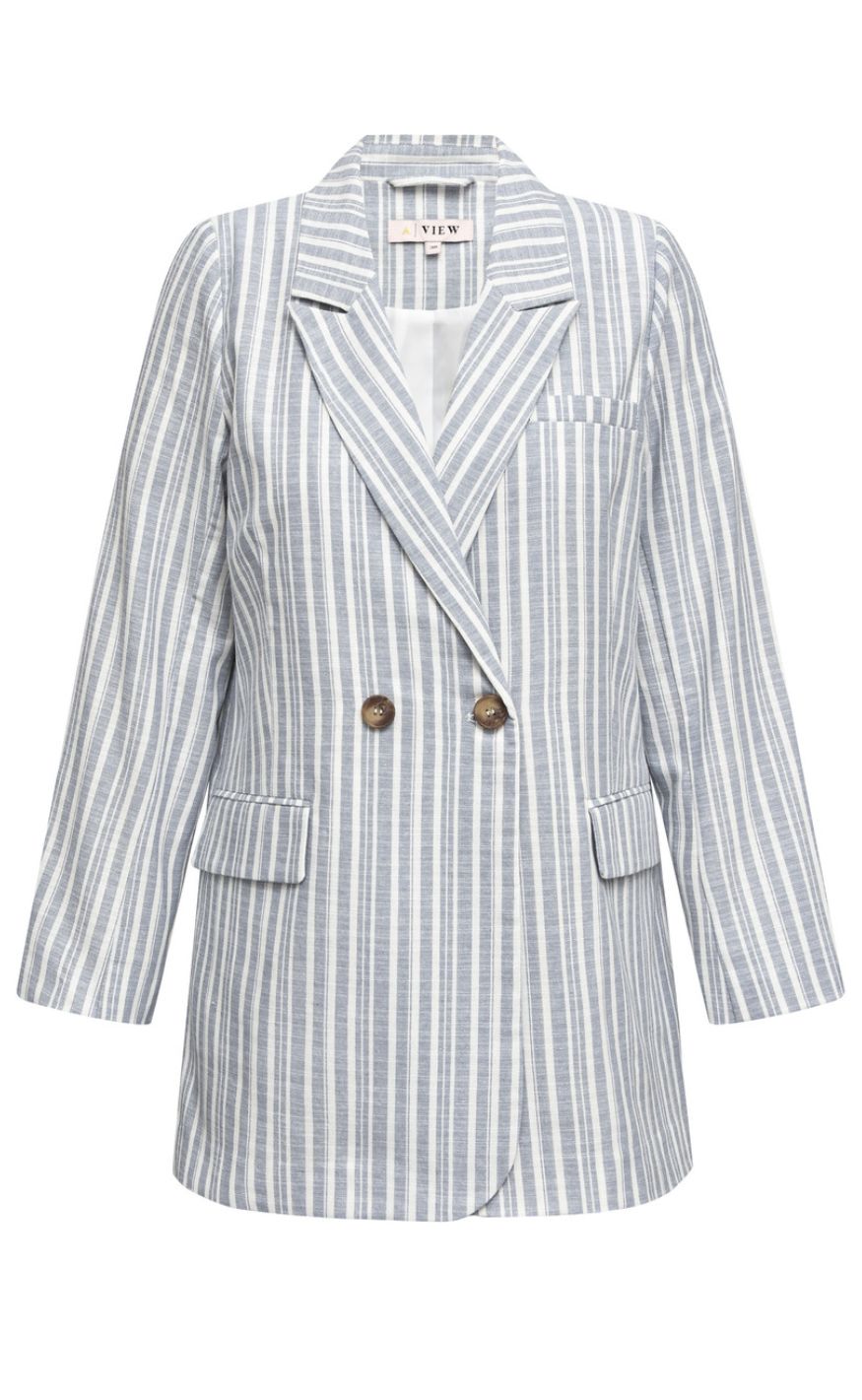 A-View Blazer  - Annali Stripe Linen -  091 Blue/White