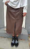 Say INA Copenhagen Skjørt - Simma Long - Dark Brown PU Leather