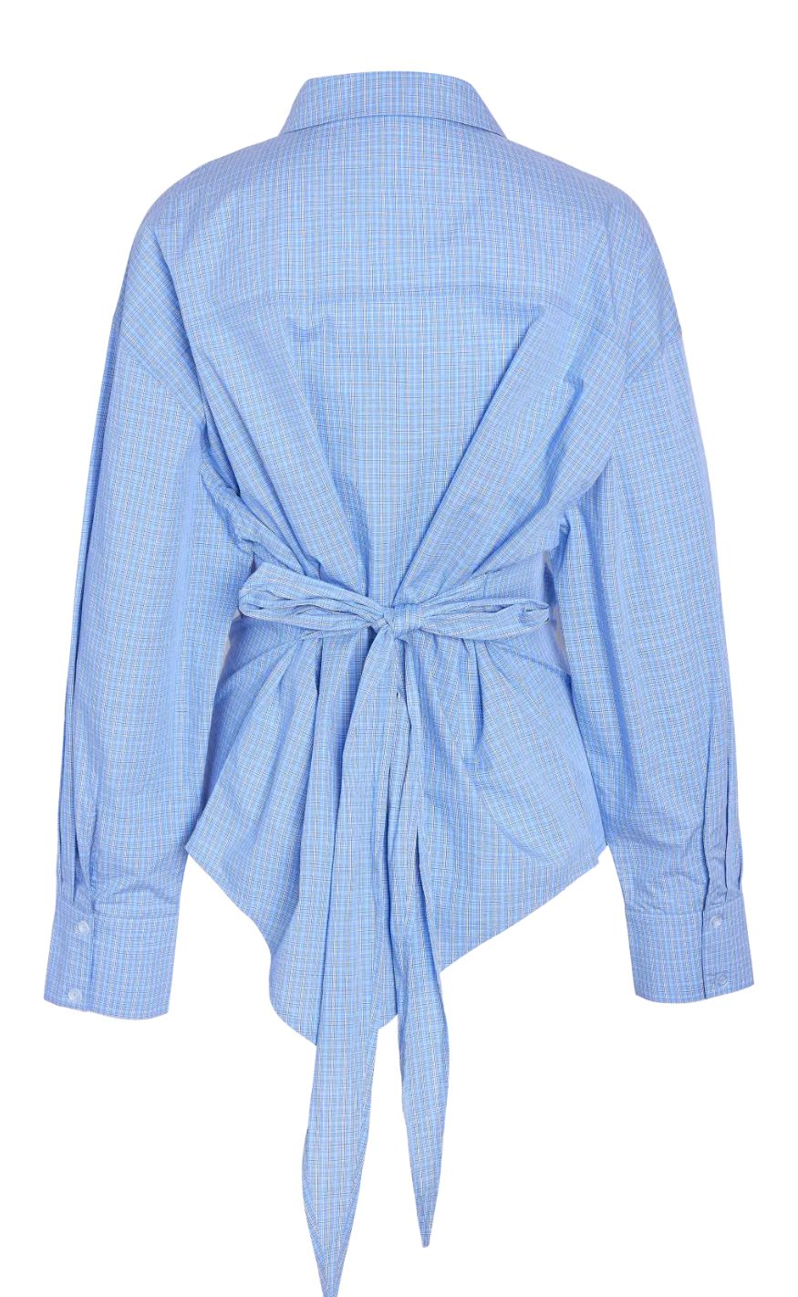 Noisy May Skjorte - Frida L/S button Tie Back -  Blue Bell White