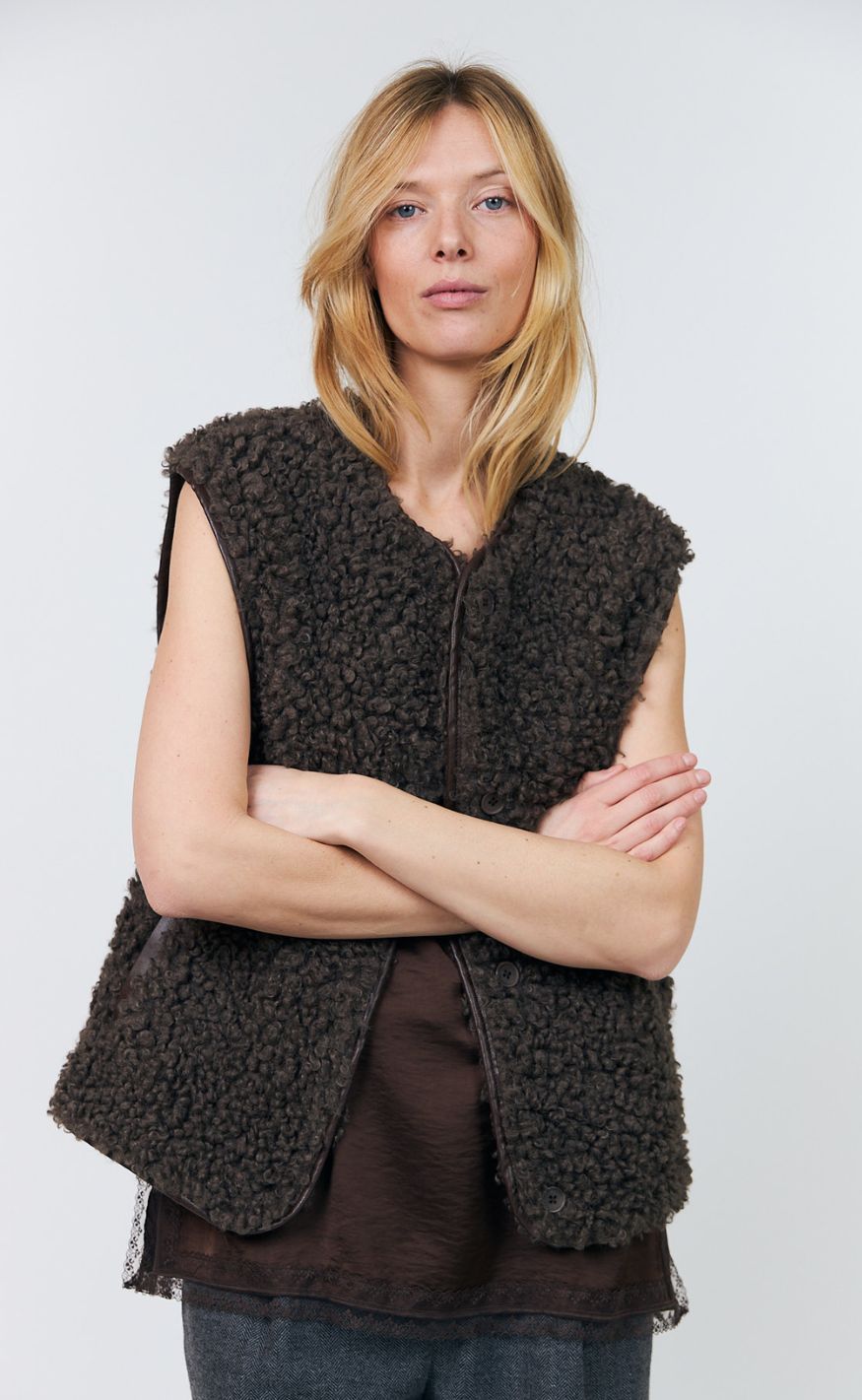 Lollys Laundry Vest - Vada - Dark Mokka
