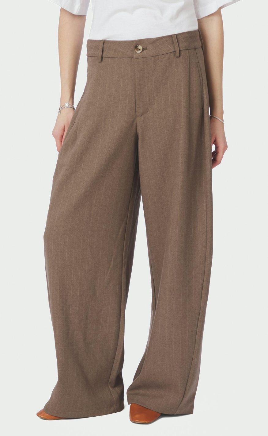 Neo Noir Bukser - Essiall Pinstripe - Taupe