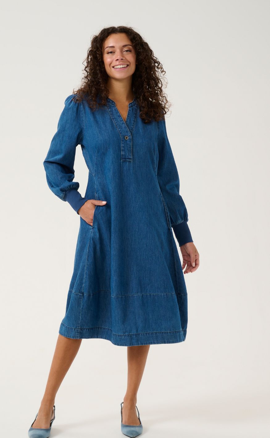 Culture Kjole - Allura Arpa Rib - Dark Blue Wash