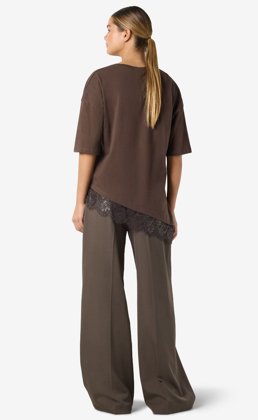 Noisy May T-shirt - Easy Lace - Chocolate Brown/Chocolate