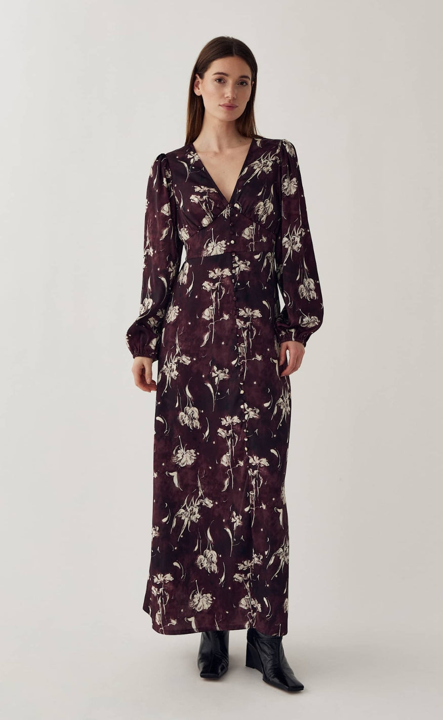 Noella Kjole - N-Lilith Maxi - Dovie Burgundy Print